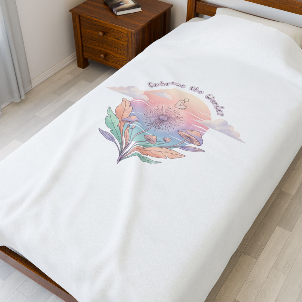 gentle weird 'embrace the unknown' illustration Velveteen Blanket | wholesome surrealism, pastel dreamy